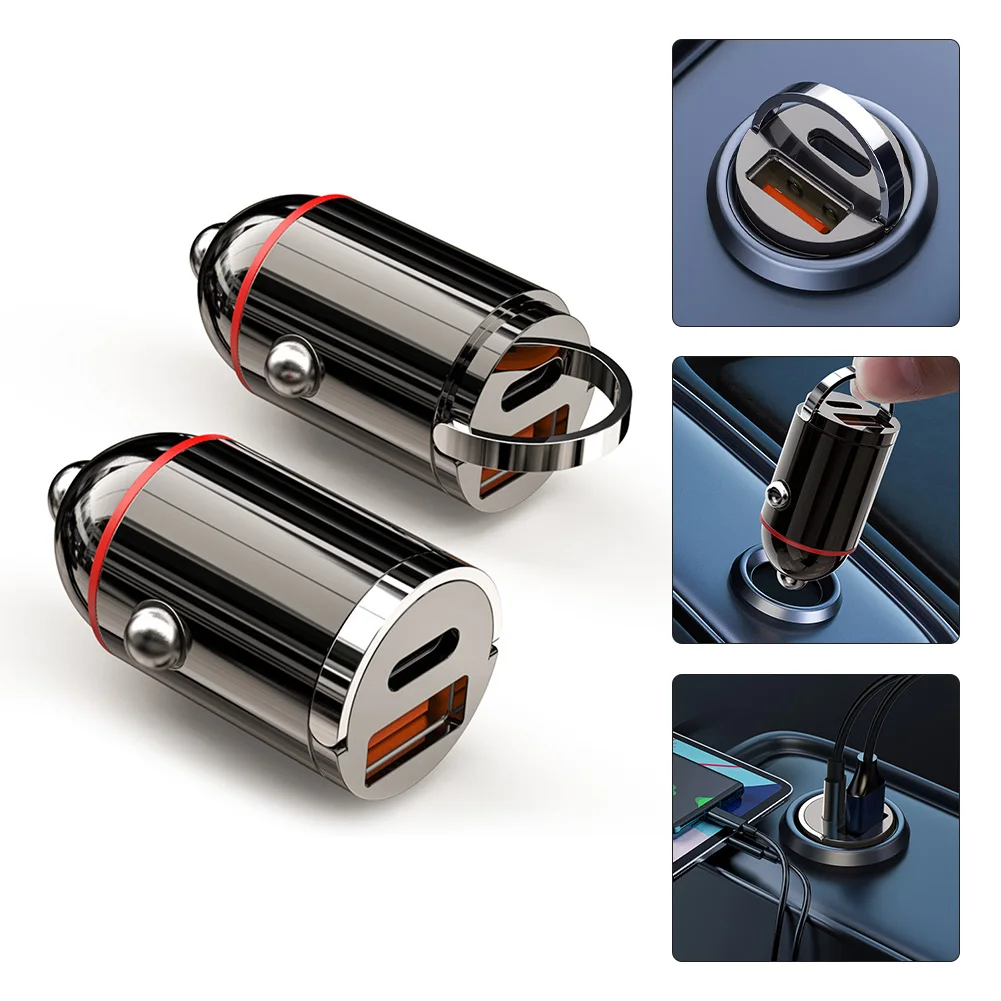 1pc Car Charger Mini Dual USB QC3.0 PD Car Phone Charger 65W Fast Charge Adapter Accessories TYPE-C: PD65W DC12V-24V