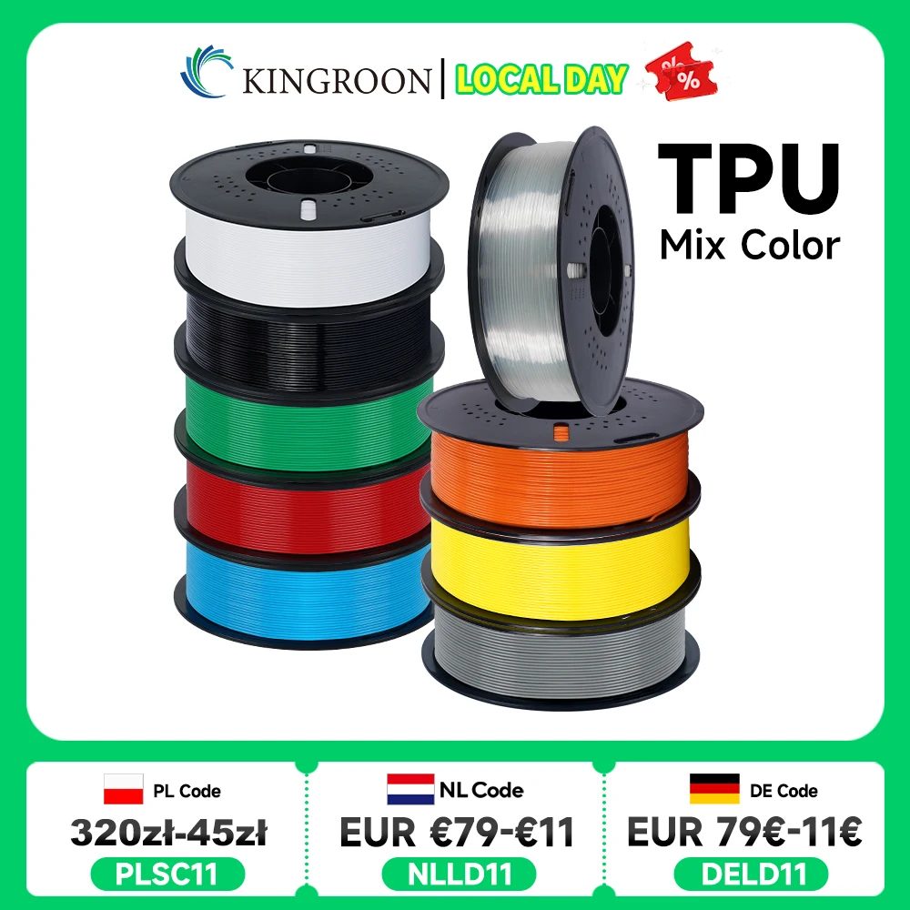 KINGROON Flexibles TPU-Filament 1,75 mm, 5 kg 10 kg 3D-Druck-TPU-Filament für 3D-Drucker, weiches 3D-Kunststoffmaterial, ungiftig