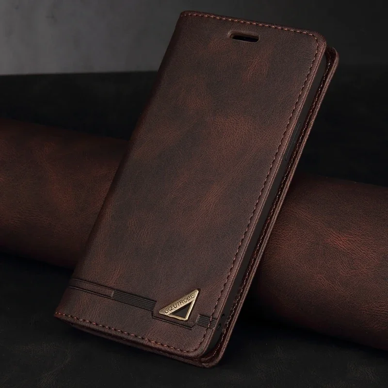 Premium Anti-Theft Leather Wallet Case - Brush Textured Cover