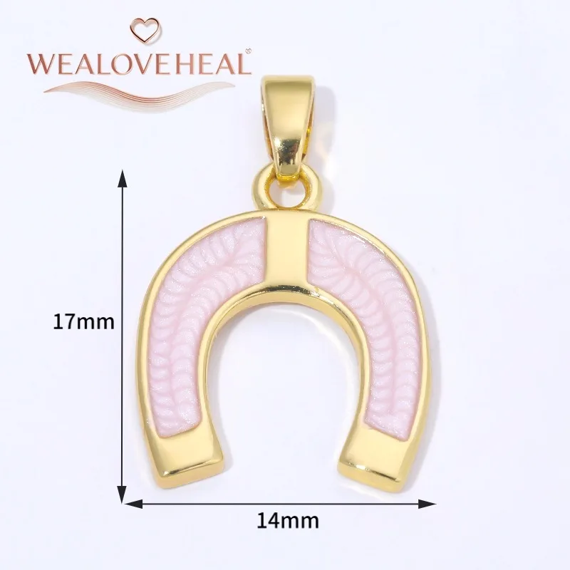 2026 Neue 18K vergoldete Messing-Hufeisen-Anhänger, mit Zirkonia besetzte Hufeisen-Charms für DIY-Halsketten-Schmuckherstellungszubehör – Detail 34