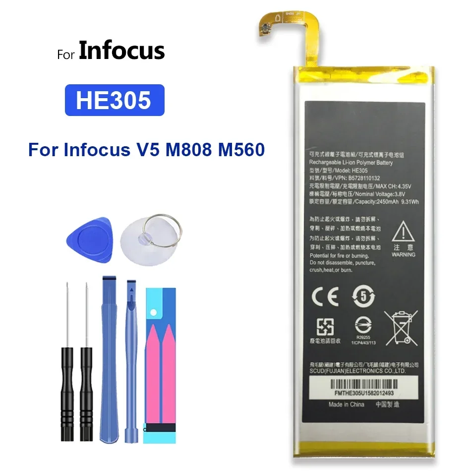 

Запасная аккумуляторная батарея HE305 для Infocus V5 M808 M560 2450 мАч, высококачественные Аккумуляторы для смартфонов