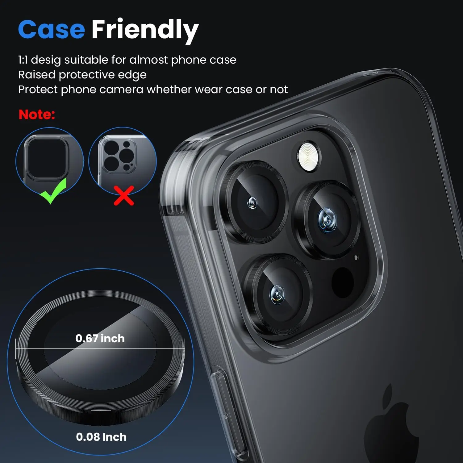 Sleek Black Titanium Camera Lens Protector Cover - Premium Phone Protection Accessory