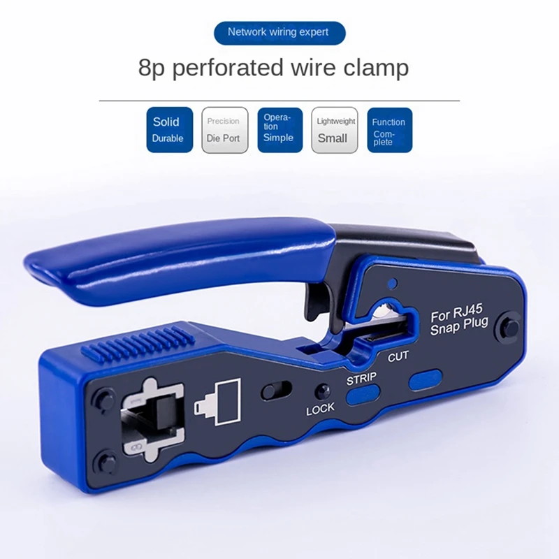 Crimp Tools Crystal Head Wire Pliers Crimping Tool 8P Special Perforated Wire Pliers Easy Install Easy To Use 4
