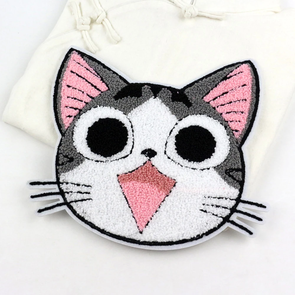 Description Picture 2 of itemFashion Cartoon Large Towel Embroidery Patch Cat Clothing Accessories Clothing Diy Decorative Cloth Applique