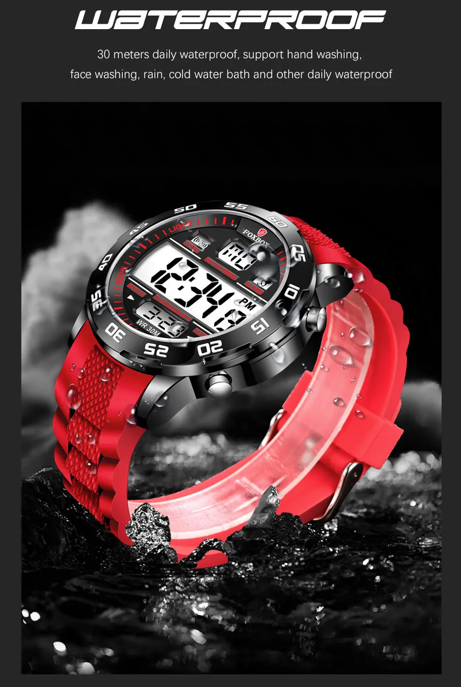 luxury electronic digital sports watch