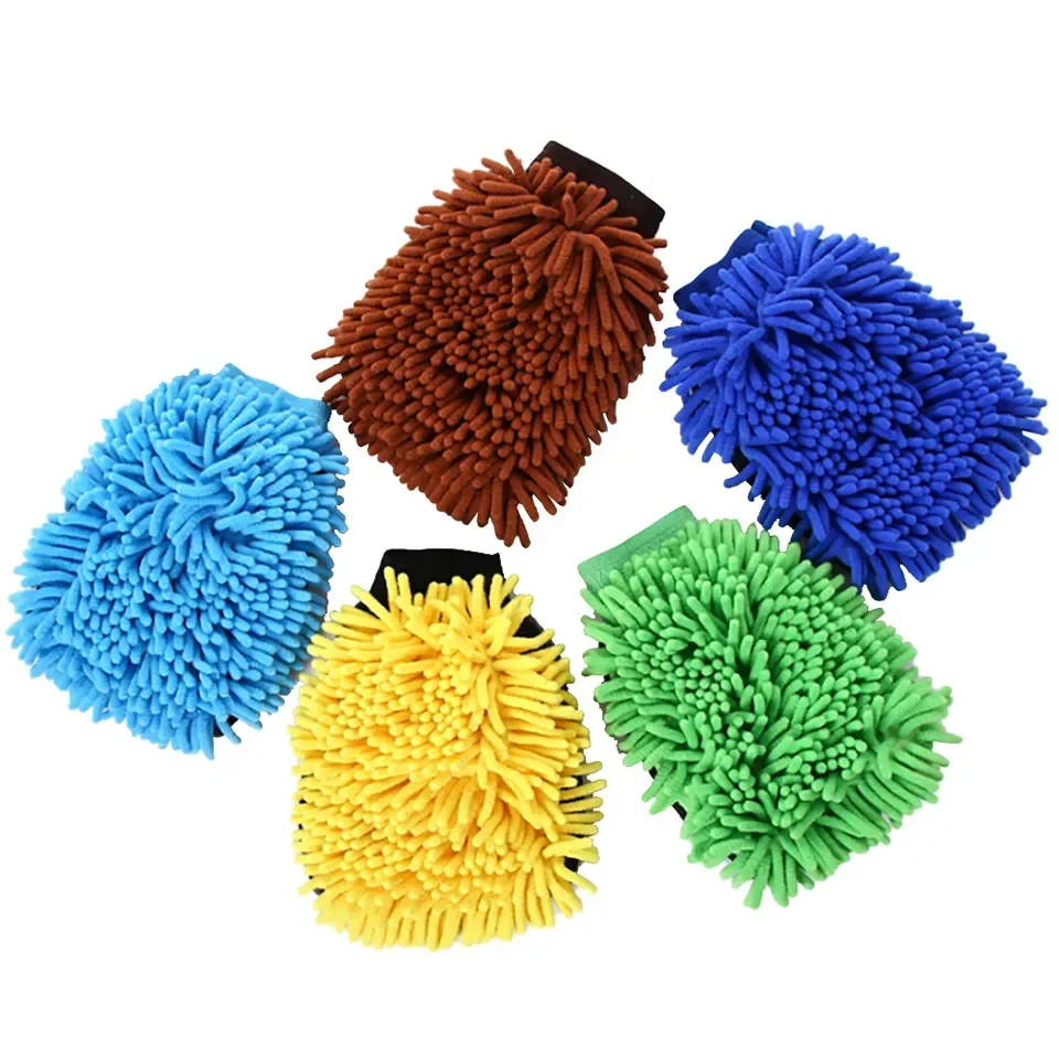 Double-sided Microfiber Washable Car Washing Gloves Cloth Cleaning Accessories
