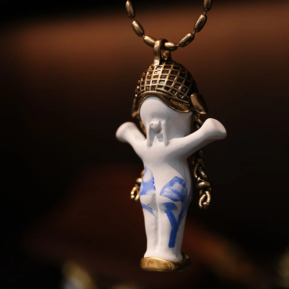 European and American fashion white doll pendant necklace