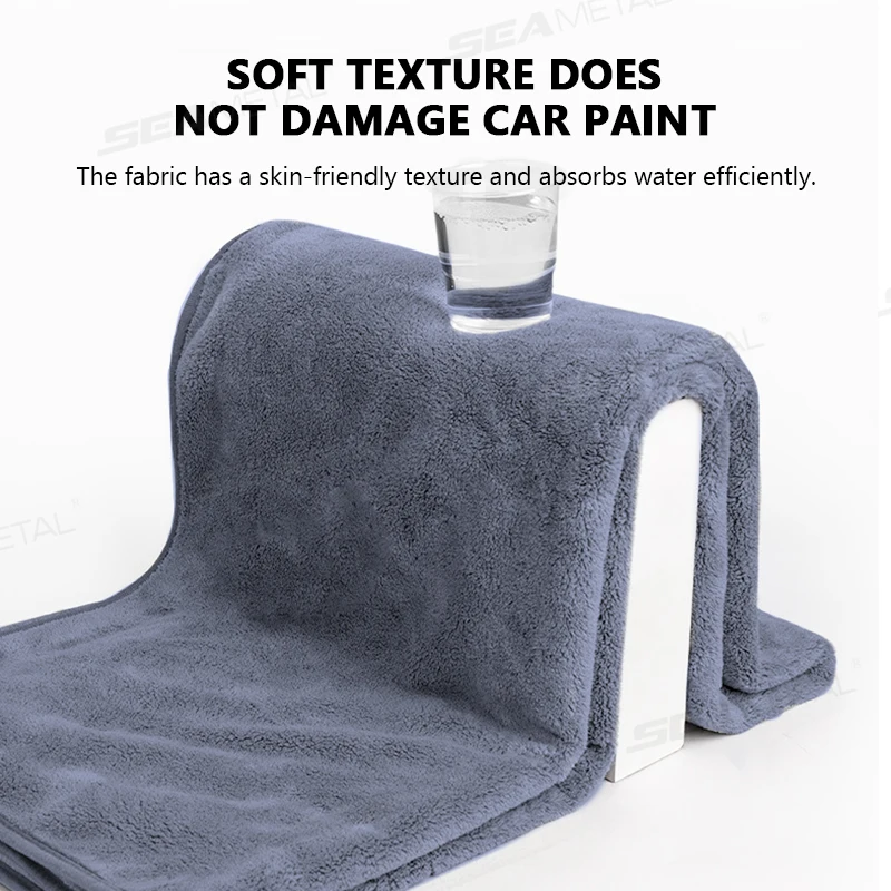 SEAMETAL 160X60CM Microfiber Car Wash Towel Thicken Towels Car Double-Sided Soft Cloth Auto Detailing Care Washing Drying Rags 4
