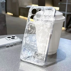 Elegant White and Pink Lace Floral Phone Case Cover - iPhone 12 Mini (1)