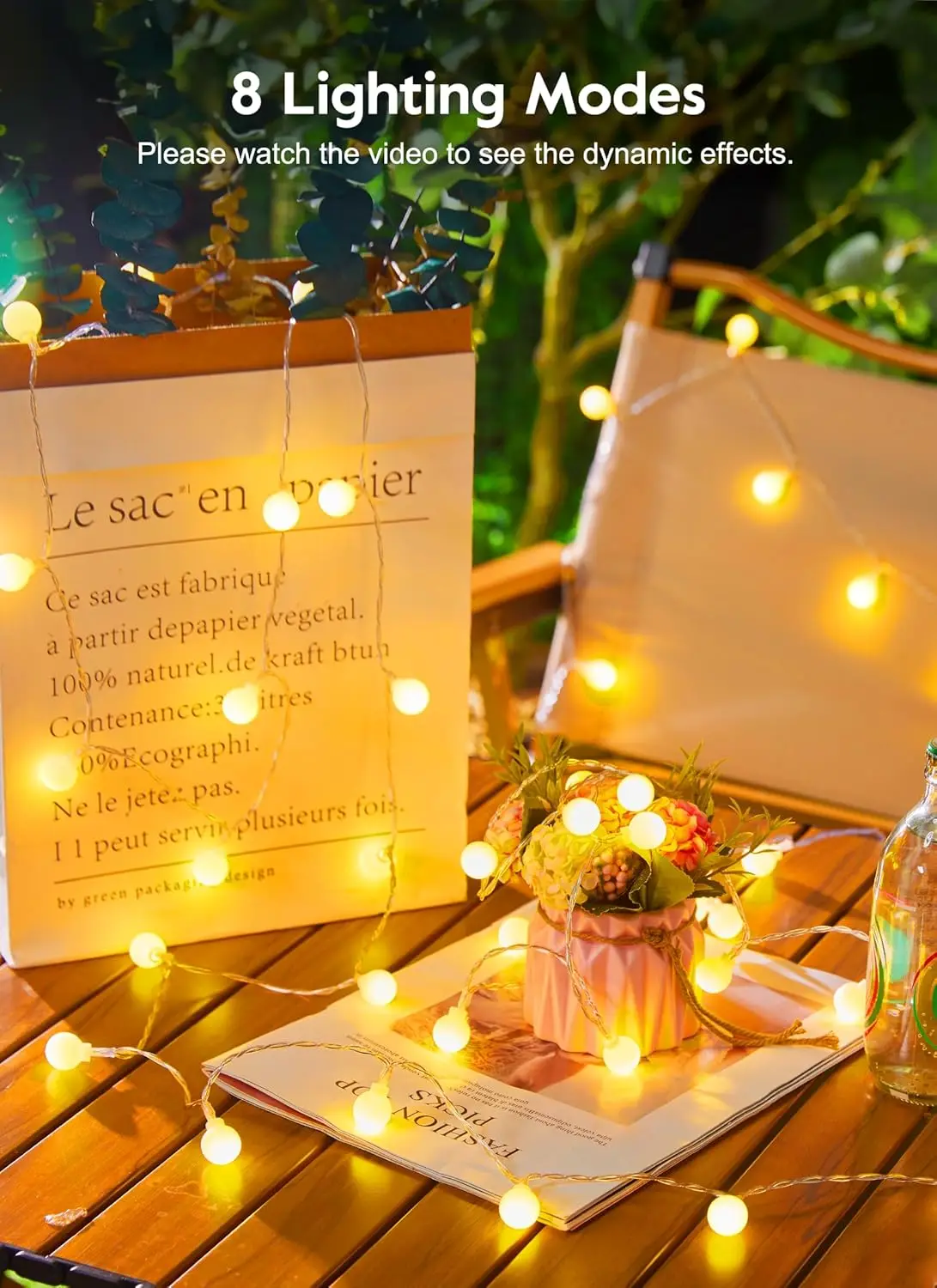 Solar Lights Outdoor Waterproof LED Globe String Lights 8 Modes Outdoor Christmas Garden for Yard Balcony Patio Party