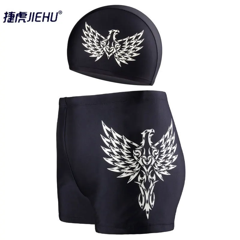 Men's Swimwear Spa Swim Plus Size Adult Swim Cap Fashion Men's Swimming Trunks Underwear and Hat Underpants Boxer Shorts