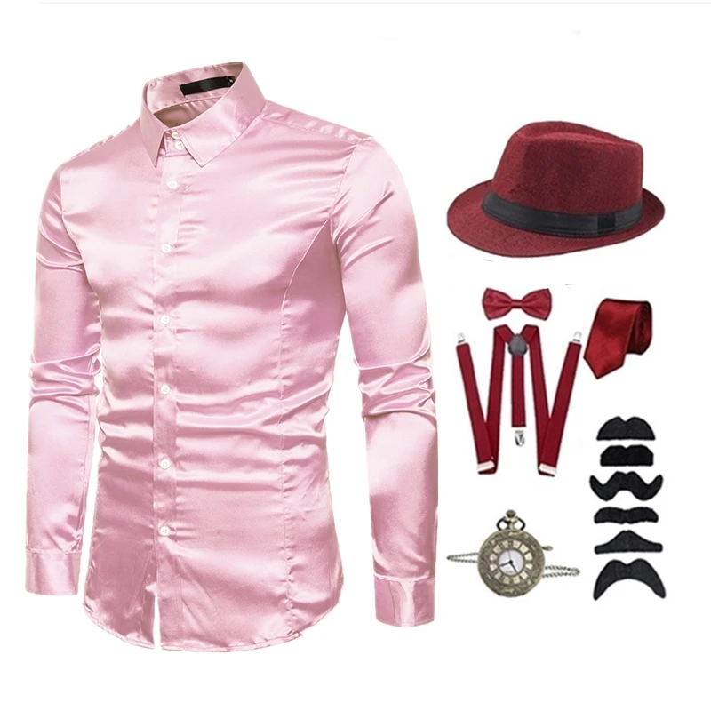 Vest Shirt 7-piece Set Long Sleeve Slim Fit Performance Party Clothing1920s Gatsby Gangster Costume Accessories Set