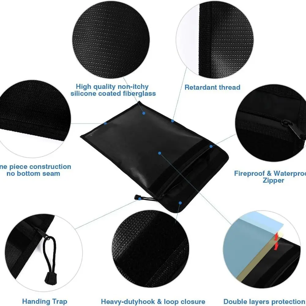 방수 방화 문서 가방 S/M/L 지퍼 클로저 안전 현금 보관 주머니 신호 차단기 휴대용