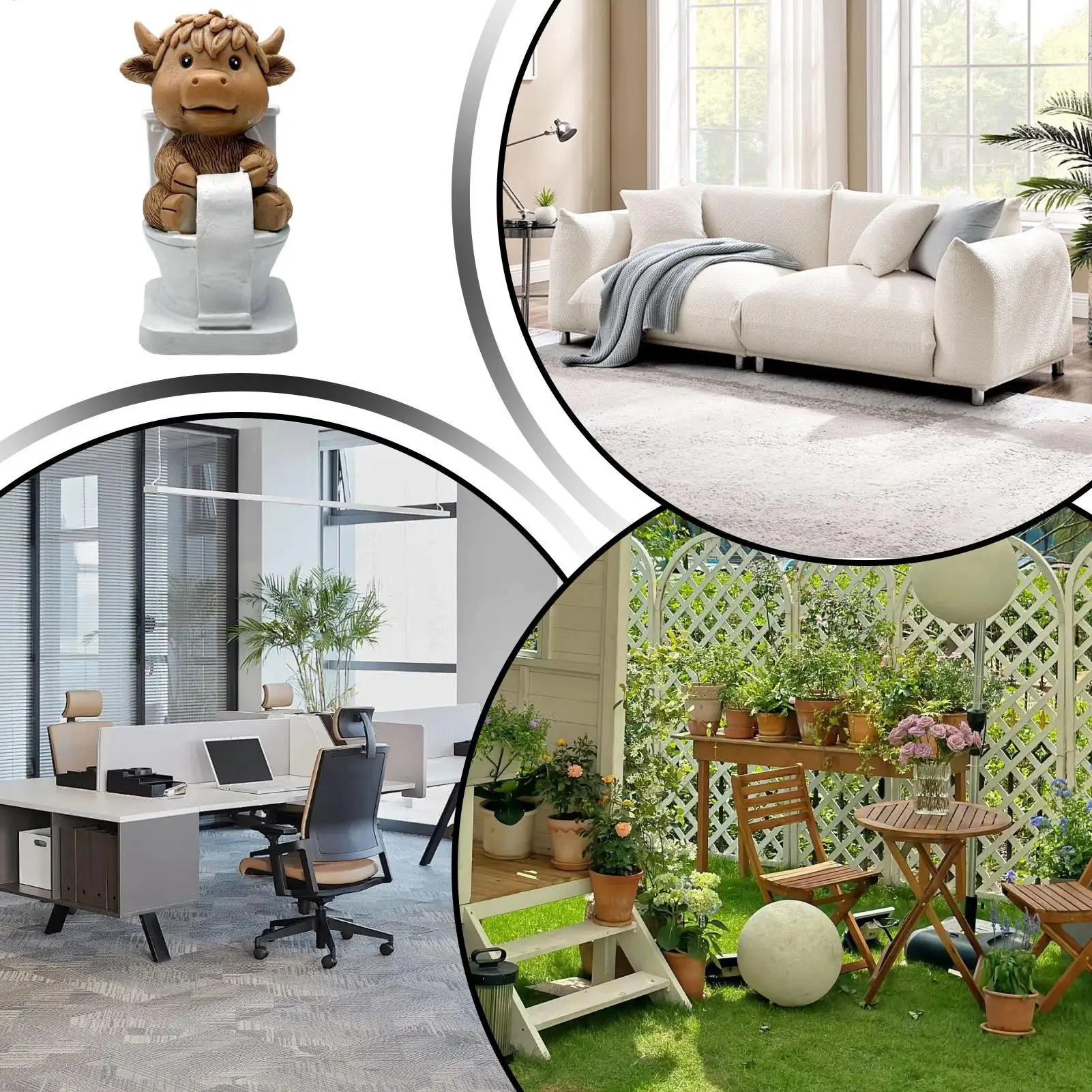 Creative Highland Cow Figurine Realistic Resin Cattle Statue Highland Cow Decor for Bedroom Nursery Kitchen Office Desk Garden