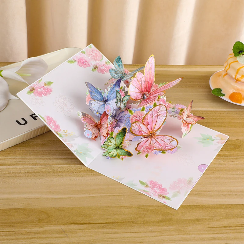 3D Butterfly Pop Up Greeting Cards Postcard For Valentine's Day, Mother, Anniversary, Wedding Invitation Greeting, Birthday Gift