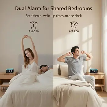 Digital Alarm Clock Radio with Dual Alarm, Night Light, and Bedside Convenience for Phone-Free Wake-up 3
