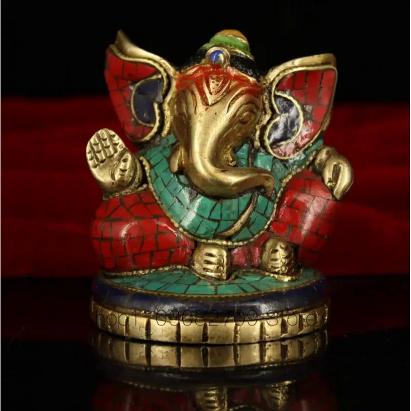 純粋な銅とタイの象の仏像豊かなインドの象の頭のゴッド天体の目ガンダホ赤いゴッド