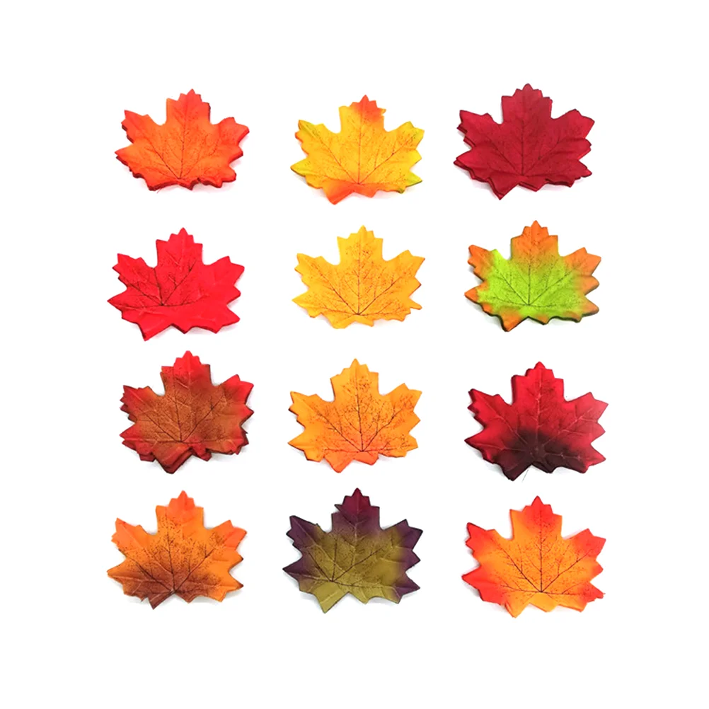 

100Pcs Artificial Cloth Maple Leaves Multicolor Autumn Fall Leaf for Scrapbooking Wedding Bedroom Wall Party Decor Craft