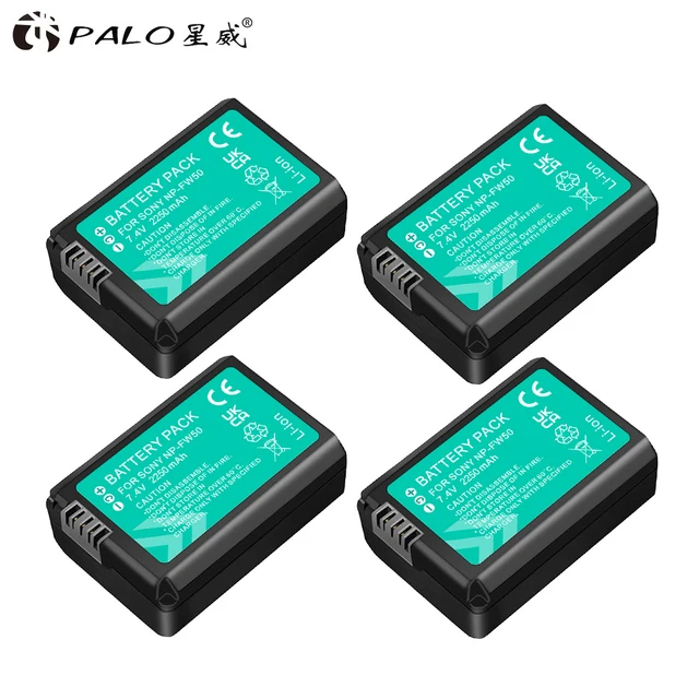 Batteria NP-FW50 Da 2 Pezzi E Caricabatterie Doppio Per Sony ZVE10, A6000, A7 II, NEX - 1850 MAh, Display LED