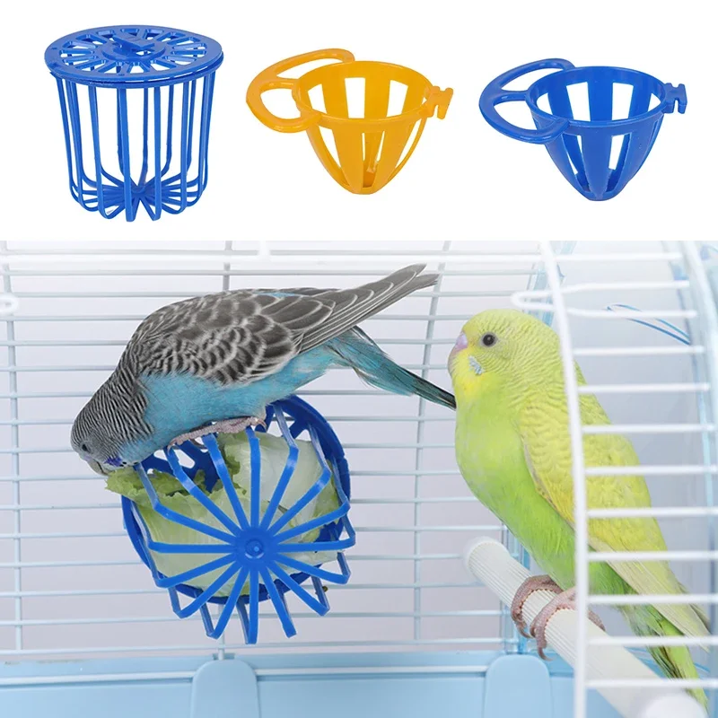 Bird Feeder Parrot Feeder Pet Water Feeder 1pcs Bird Parrot Feeder Cage Fruit Vegetable Holder Cage Accessories Hanging Basket Container Toys Pet Budgie Supplies