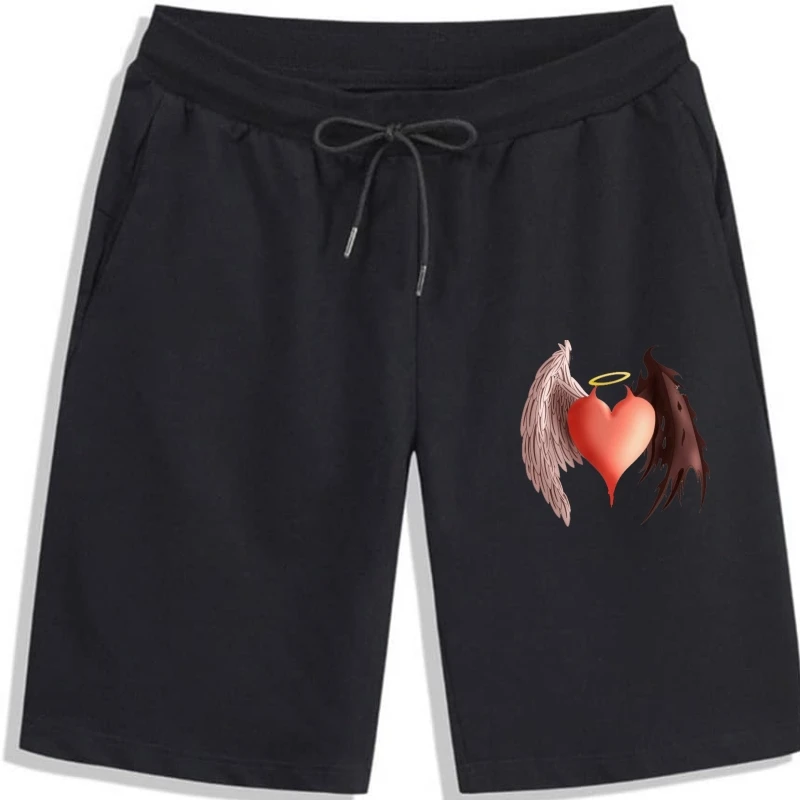 

Шорты мужские с принтом «хорошо и зло», хлопковые Смешные Короткие штаны с круглым вырезом, с ангелом и демоном, для отдыха