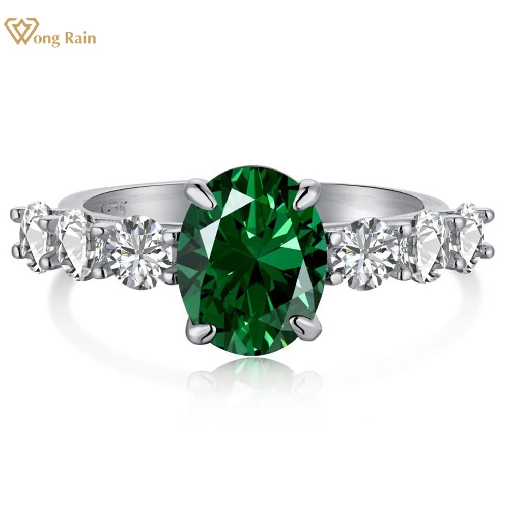 

Wong Rain 18K Gold Plated 925 Sterling Silver Oval Cut 7*9MM Emerald High Carbon Diamond Gemstone Jewelry Women Ring Wholesale