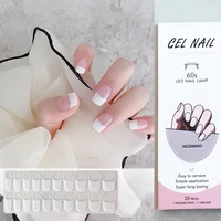 20Tips Solid Color Semi-cured Gel Nail Wraps Sticker French Full Cover Nail Gel Polish Decals Manicure UV Lamp Needed 2