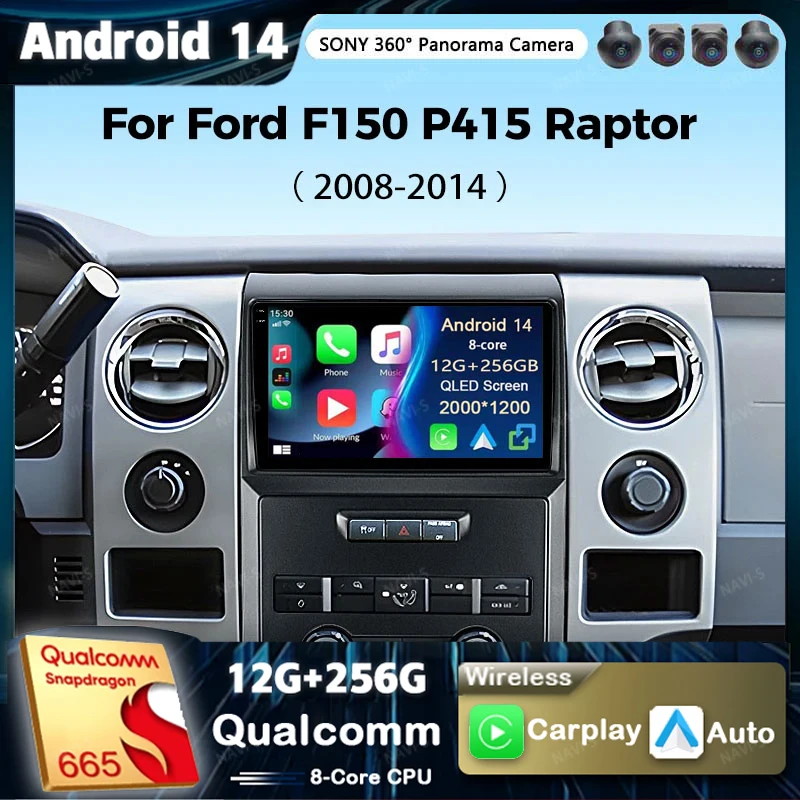 

Android 14 Car Radio For Ford F150 P415 Raptor 2008-2014 Wireless Carplay Auto Qualcomm Stereo Multimedia Player 2Din GPS WIFI