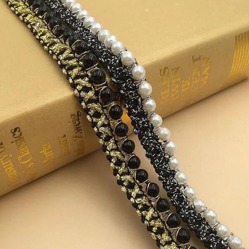 Lace Fabric Lace Ribbon Lace Garment Accessories Lace Sewing Supplies Lace Decoration Lace Accessories Lace Sewing Accessories black gold pearl beads embroidery flower lace collar Fabric Sewing Applique DIY guipure ribbon trim Womens dresses decor