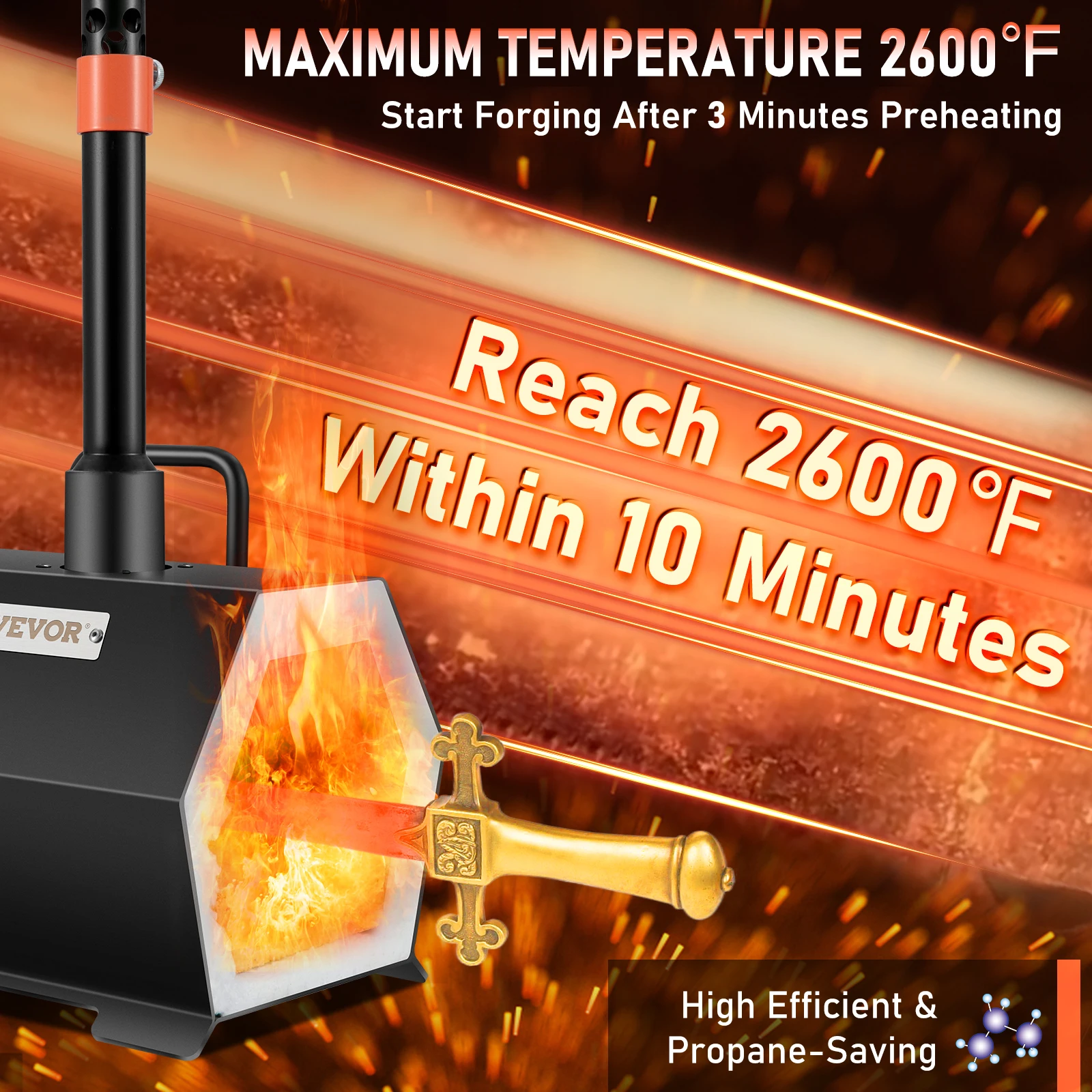 Gas Forge Burner VEVOR Propane Forge Portable Single Burner Tool and Knife Making Large Capacity Blacksmith Farrier Forges Gas Forging Tools