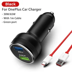Dual USB Car Charger 65W with Warp and Dash Fast Charging Cable - 65W With 1m Cable
