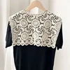 Women Shrugs Lace Hollow Out Female Summer Casual All-match Shawls Simple Scarf-collar Sleeveless Knitted Tops Korean Style Chic 6