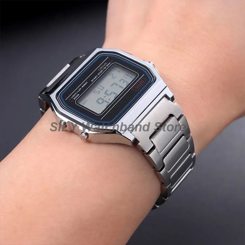 Elegant Stainless Steel Butterfly Buckle Watch Strap - Quick Release, Silver & Black