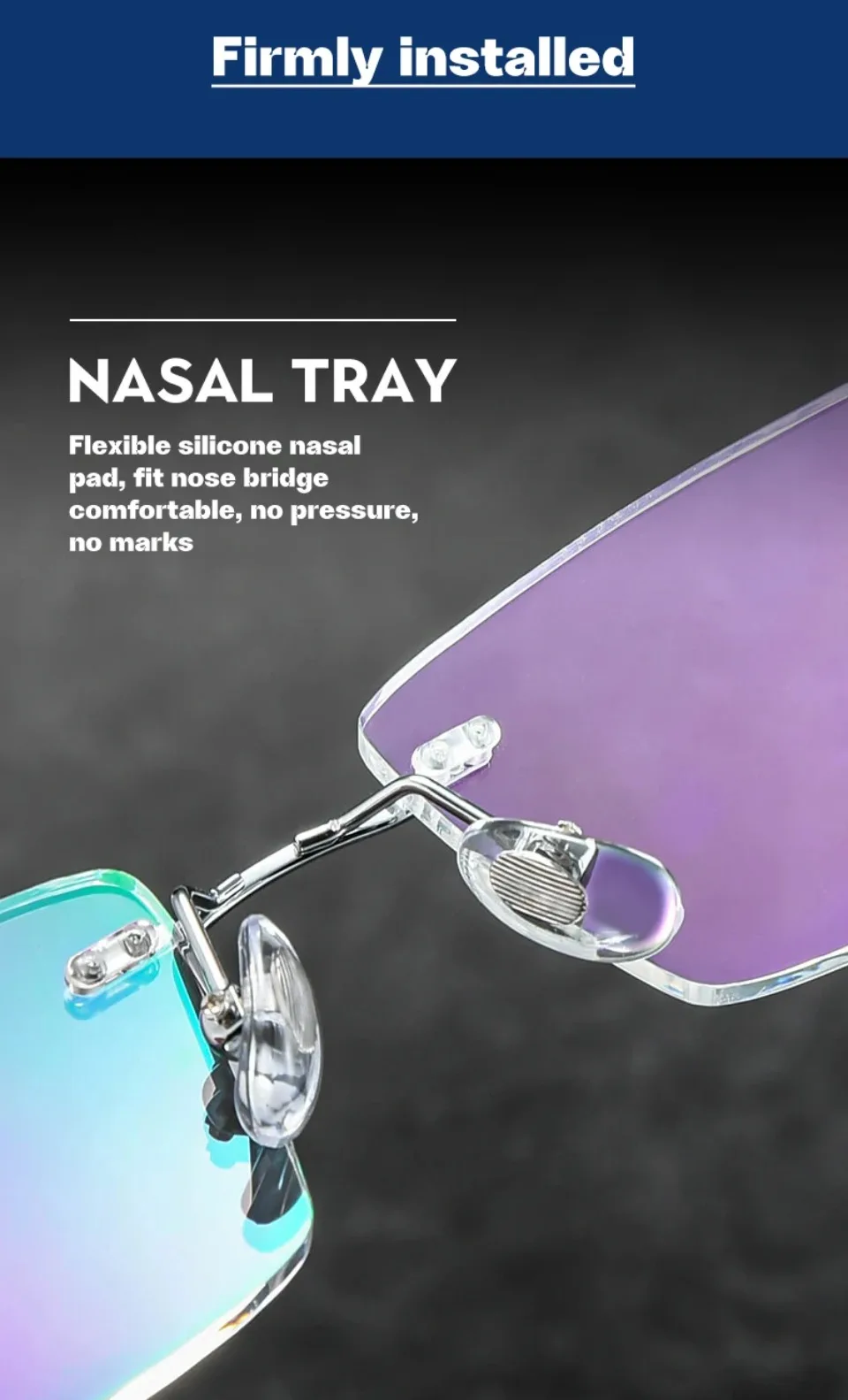VICKY New Ultra-light Titanium Reading Eyeglass Frames Men Fashion Simple Rimless Myopia Glasses Customized Prescription Glasses