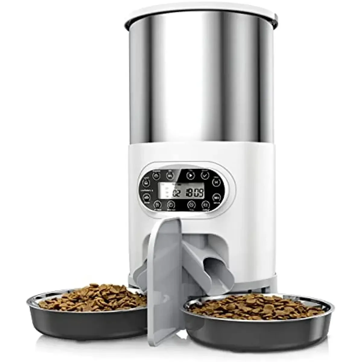 

Stainless Steel Smart Pet Feeder Smart Timer Cat Feeder Dog Bowl Cat Bowl Double Food Dispenser for 2 Pets