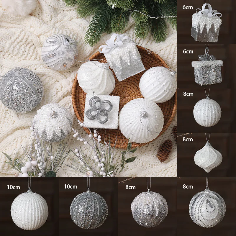 Christmas Decorations Light Champagne White Abnormity Painted Christmas  Ball Hanging Set Christmas Tree Pendant Accessories - AliExpress