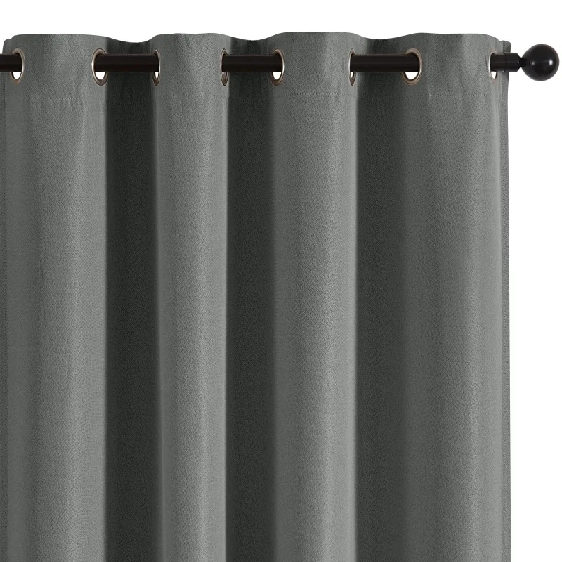 Blackout Window Curtain Panel Light Blocking Drape with Black Liner Room Darkening Grommet Curtain for Door Nursery Bedroom