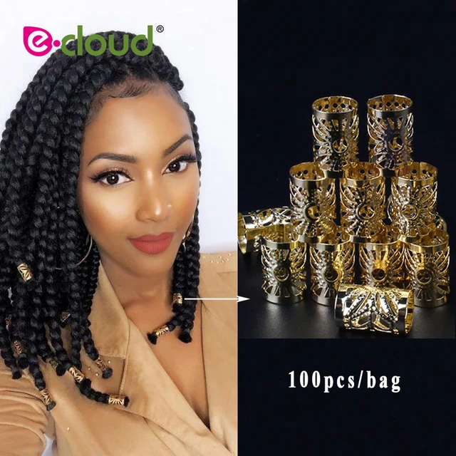 Alileader 100pcs Gold Hair Clips Dreadlock Accessories Hair Beads