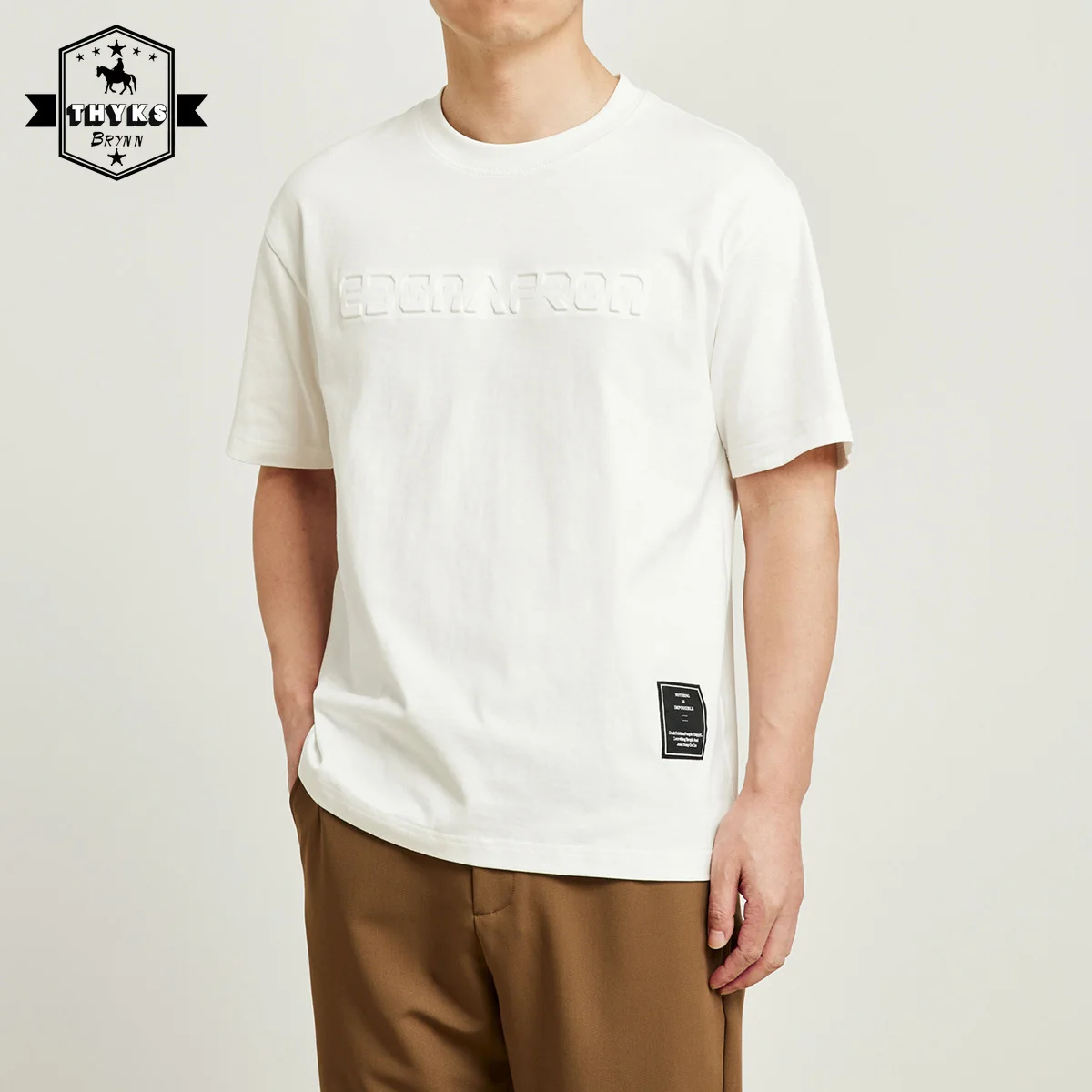 

Футболка мужская из чистого хлопка, повседневная Однотонная рубашка с коротким рукавом, качественная уличная одежда из 100% чистого хлопка, топы