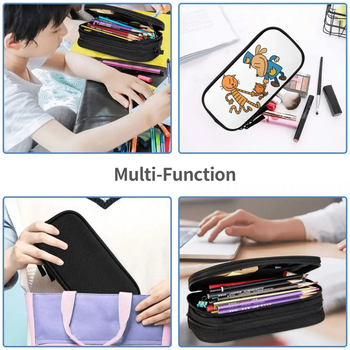 Dog Man, Lil Petey, And Big Petey Fan Art Pencil Cases Big Capacity Pen Bags Pen Box Pencil Pouch For Boys Girls Stationery