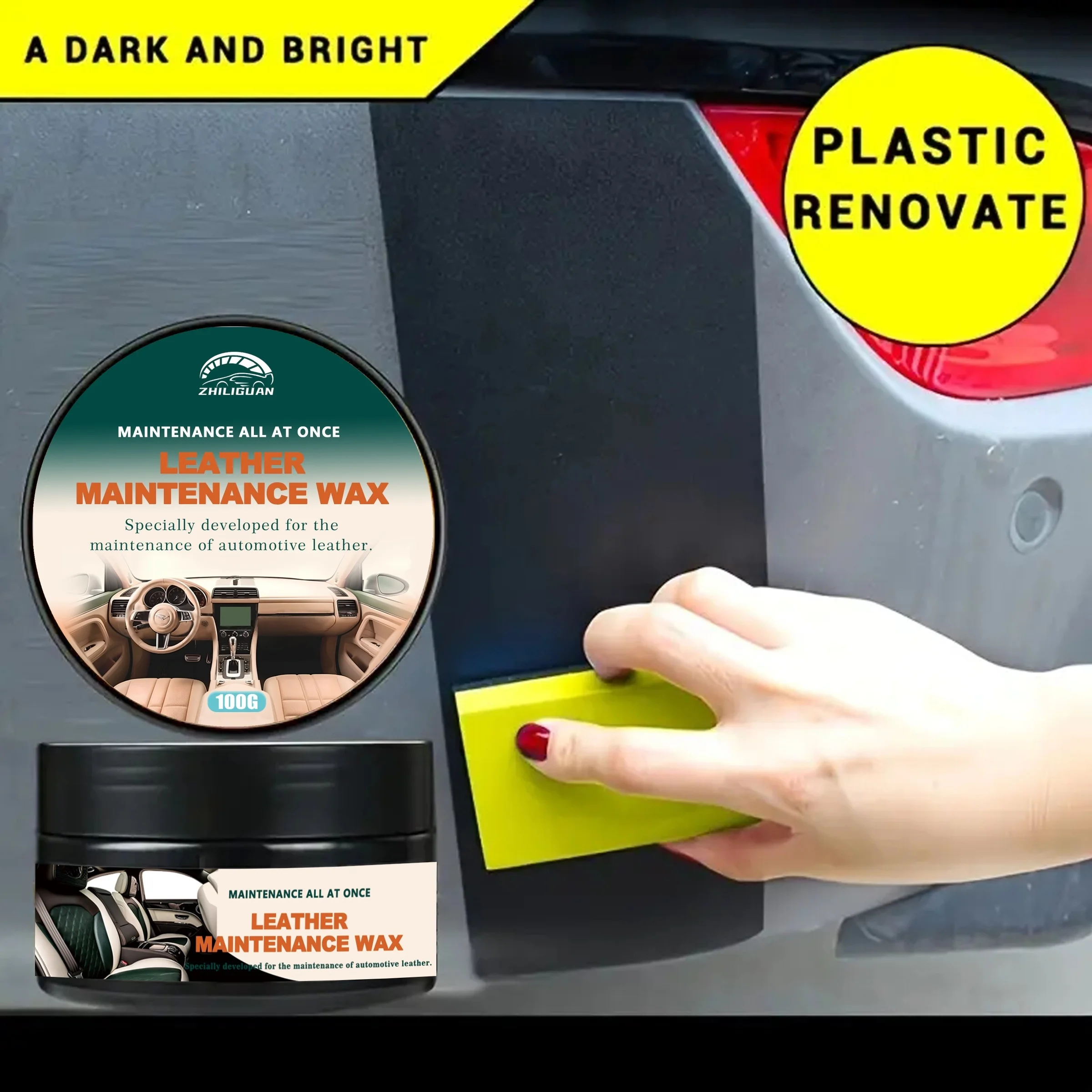 Car Interior Renewal Kit Crystal Plating Wax Dashboard & Plastic Faux Leather Seat Restorer Tire Shine Coating Paste