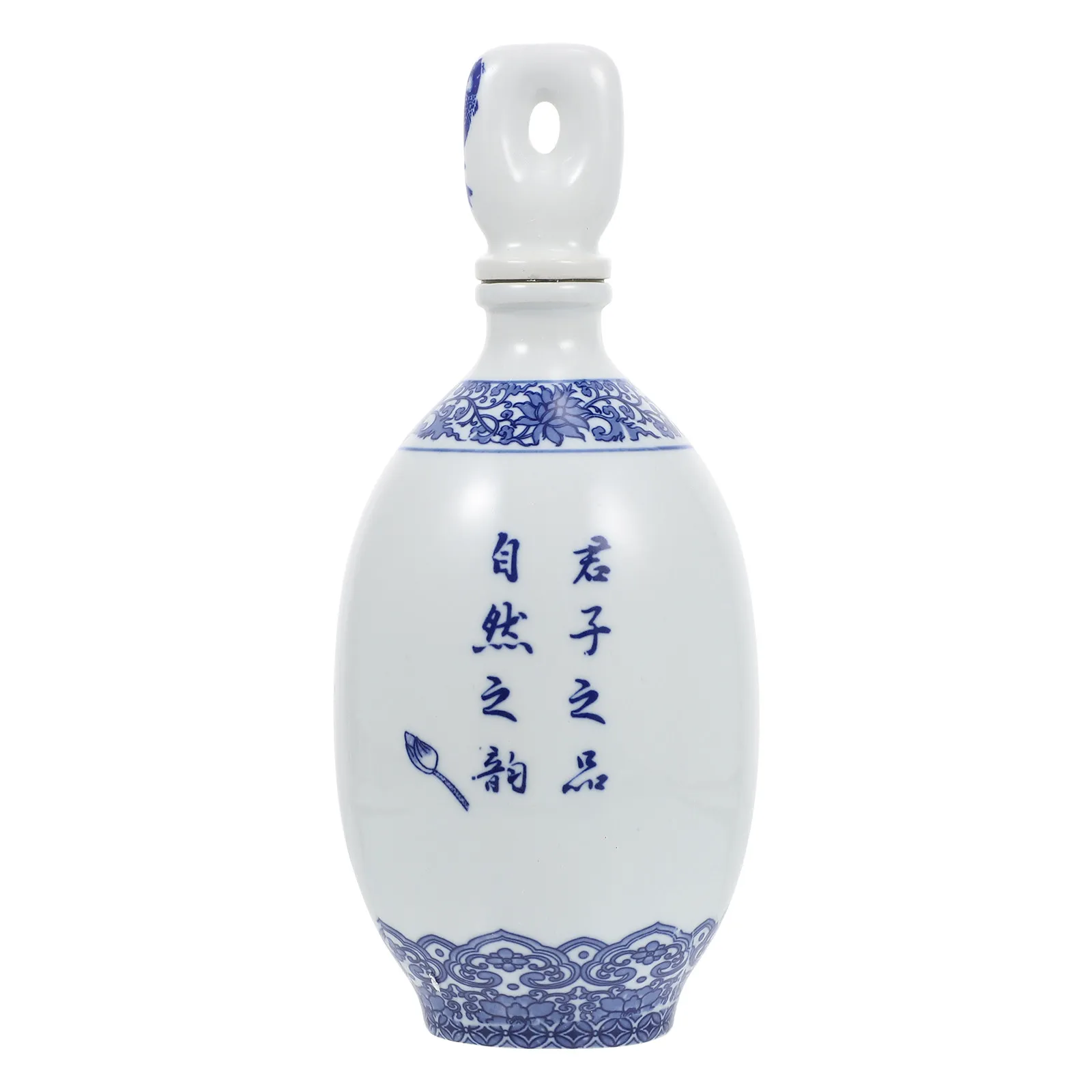 1Pcs 파란색과 흰색 세라믹 와인 병 사케 포트 홈 바 레스토랑 티 하우스를 위한 두꺼운 수제 밀봉 저장 용기