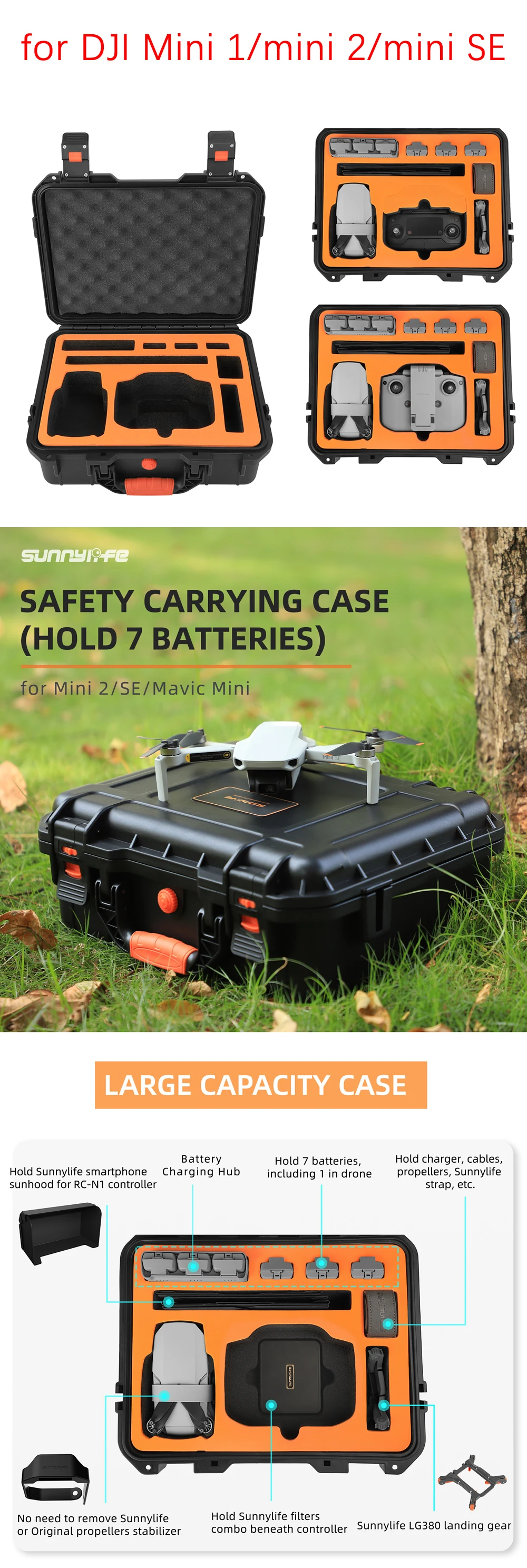 Waterproof Hard Box for DJI Mini 3 Pro /MINI 2/Mavic 3/AIR 2/ AIR 2S/RS 3 Hard Case Accessories Handbag Storage Bag