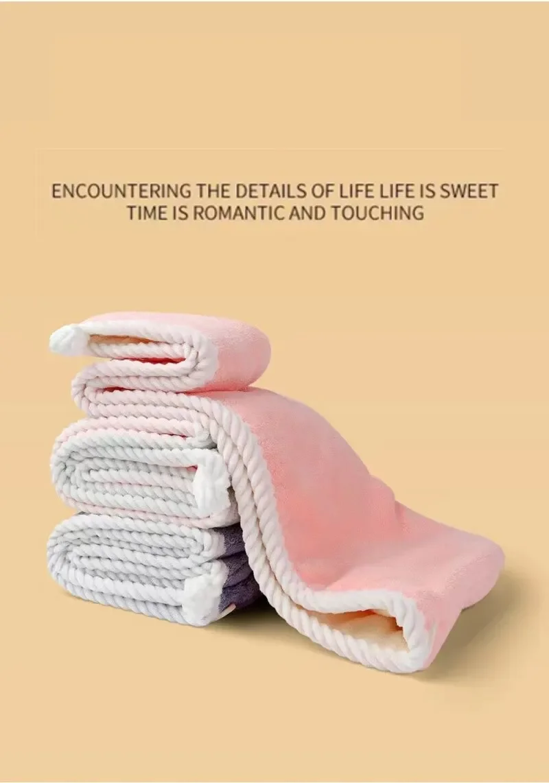 Double Thick Dry Hair Towel Double Sides Use Dry Hair Cap Multi-color Strong Absorbent Rippled Edge Thick Quick Drying Bath Hat Best Sellers In Beauty & Health