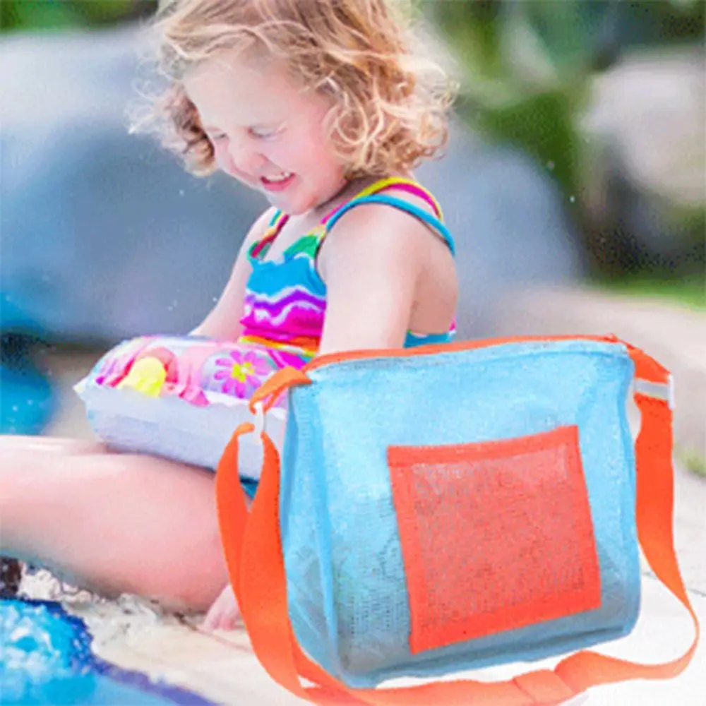 

Сетчатая пляжная сумка на молнии, складная дышащая универсальная сумка-тоут, регулируемый плечевой ремень, вентилируемый органайзер для игрушек