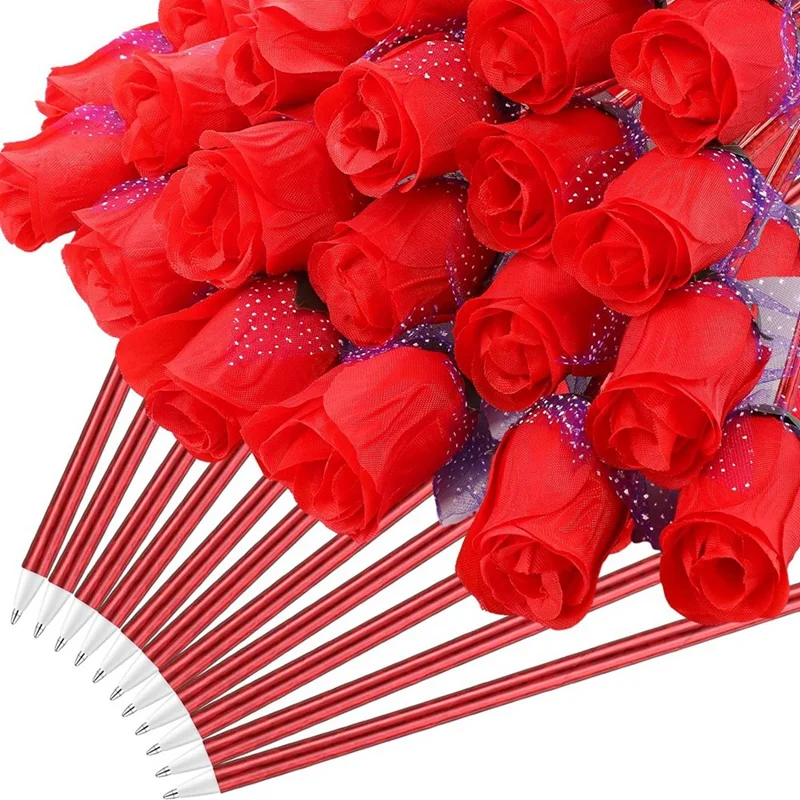 발렌타인 데이 장미 볼펜, 꽃 쓰기 볼펜, 대량 발렌타인 데이 결혼식에 적합, 120 개