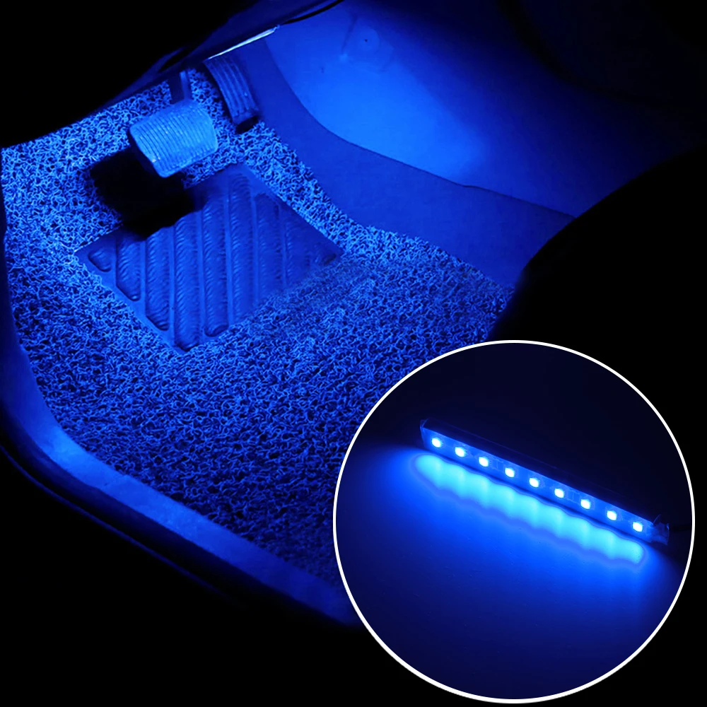 Led Bar Car Interior Backlight Ambient Mood Foot Light With Cigarette Lighter Decorative Atmosphere Lamp Auto Accessories 12v