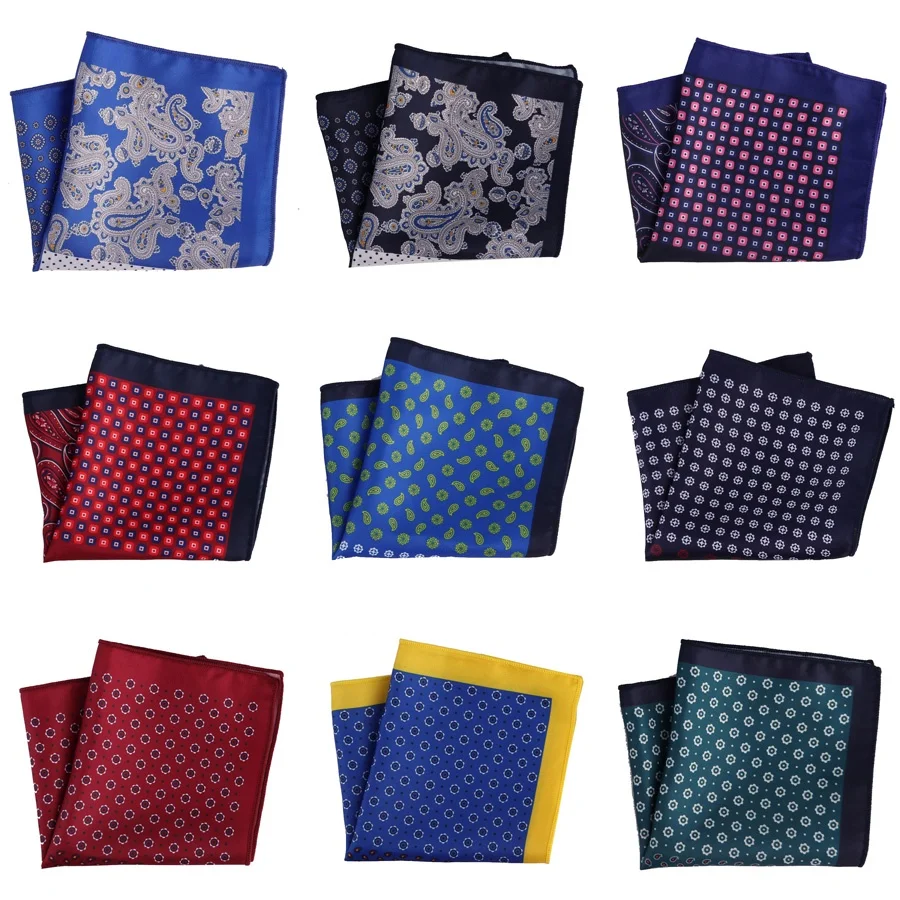 

Luxury Paisley Floral Polka Dot Mens Pocket Square 23CM*23CM Hanky Classic Wedding Party Handkerchief Vintage Hankies Chest Towe