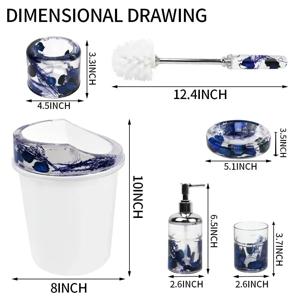 

5-piece Bathroom Toiletries Set, Toothbrush Cup, Toilet Brush, Trash Can, Soap Box, Hand Sanitizer Bottle Decoration Accessories