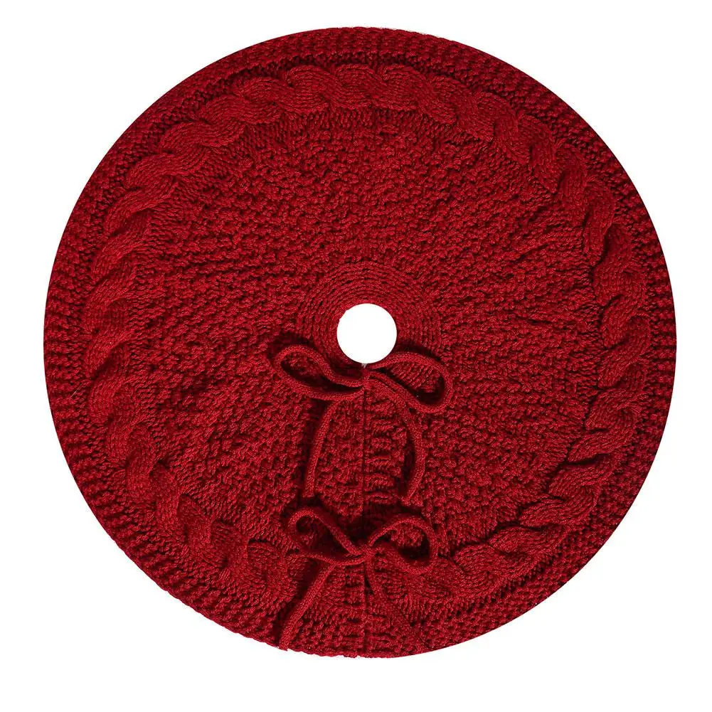 Christmas Knitted Tree Skirt Milk White Red Knitted Christmas Atmosphere Apron Christmas Tree Decorations Accessories